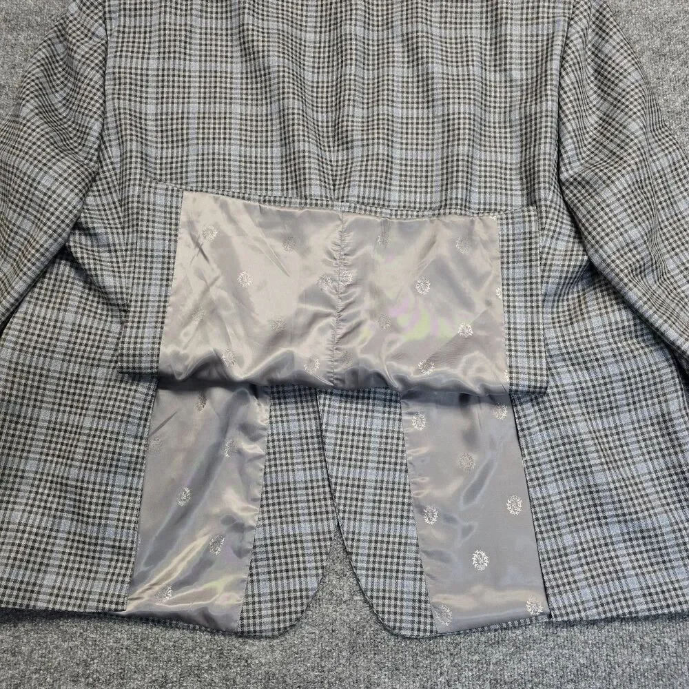 Ralph Ralph Lauren Blue Gray Check Tweed Blazer Men's 54R Regular Fit Two-Button